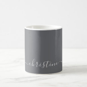Mug Gris C19 & Minimaliste Moderne Nom Personnalisé Bl