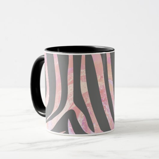 Mug Gris clair et rose Zebra (Devant gauche)