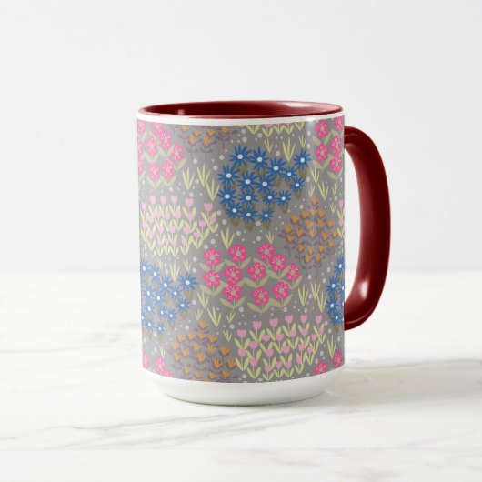 Mug Gris de lit floral (Devant droit)