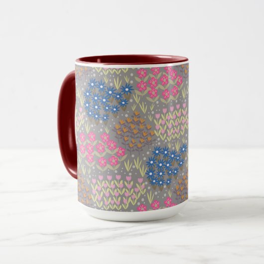 Mug Gris de lit floral (Devant gauche)