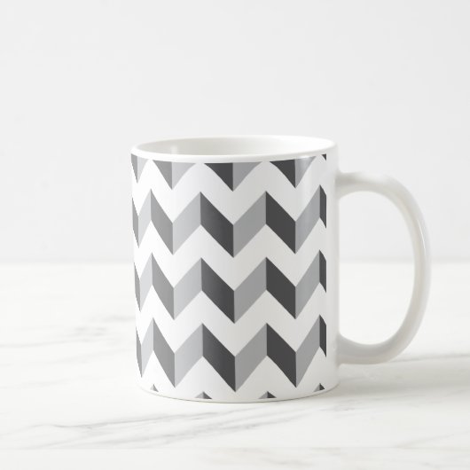 Mug Gris de zigzag de Chevron (Droite)