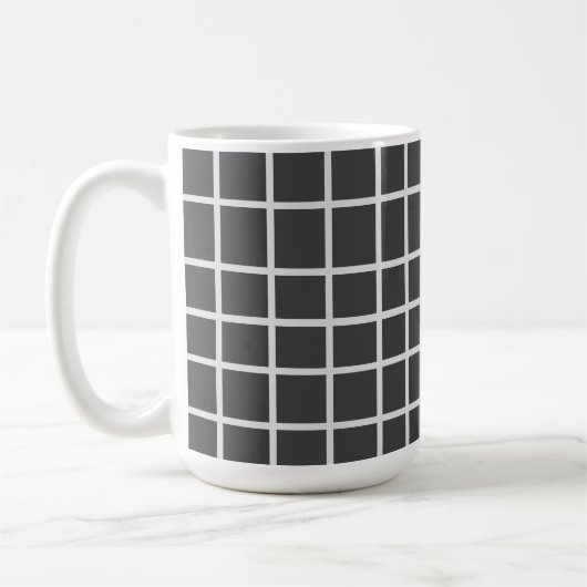 Mug Gris Élégant Carré Blanc (Gauche)