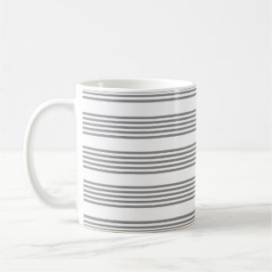 Mug Gris et blanc cinq bandes motif