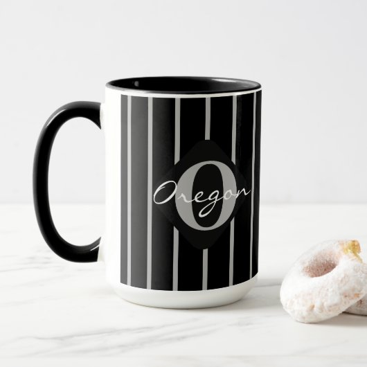 Mug Gris et noir café Mug-Oregon (Avec donut)