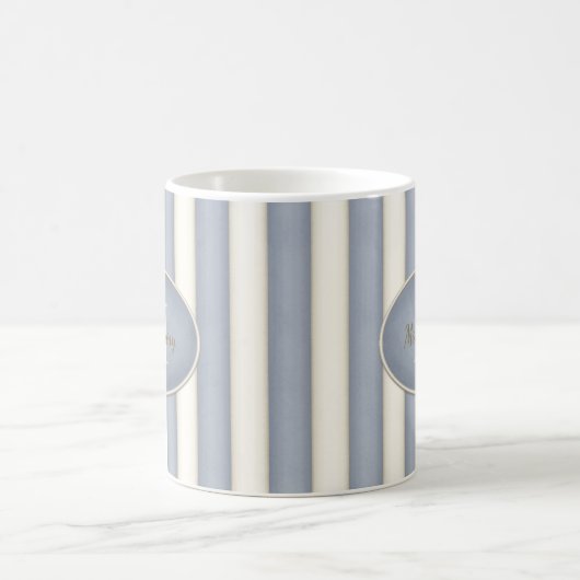 Mug Gris et rayures blanches anciennes Monogramme enca (Centre)