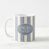 Mug Gris et rayures blanches anciennes Monogramme enca (Gauche)
