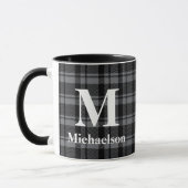 Mug Gris foncé et plaqué noir avec nom de monogramme (Gauche)