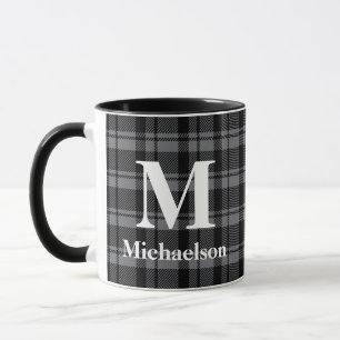 Mug Gris foncé et plaqué noir avec nom de monogramme