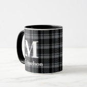 Mug Gris foncé et plaqué noir avec nom de monogramme (Devant gauche)