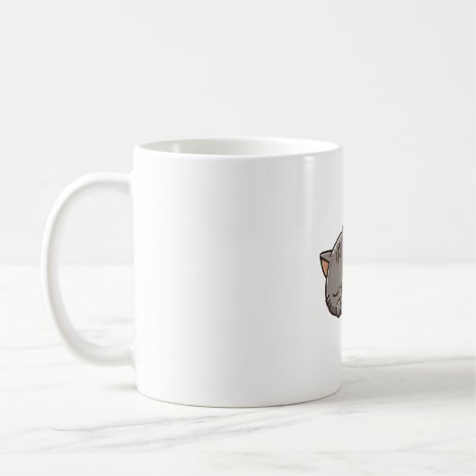 Mug Gris kawaii Chat couché (Gauche)