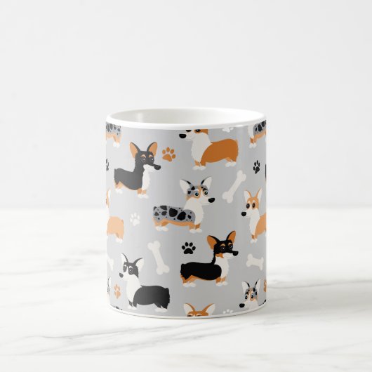 Mug Gris Motif de Corgi (Centre)