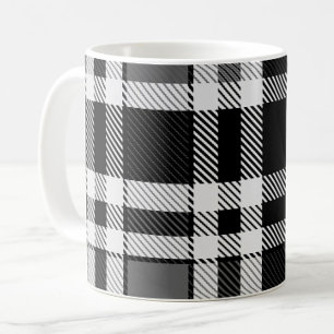 Mug Gris Noir Blanc Flanné Plaid Tartan Design