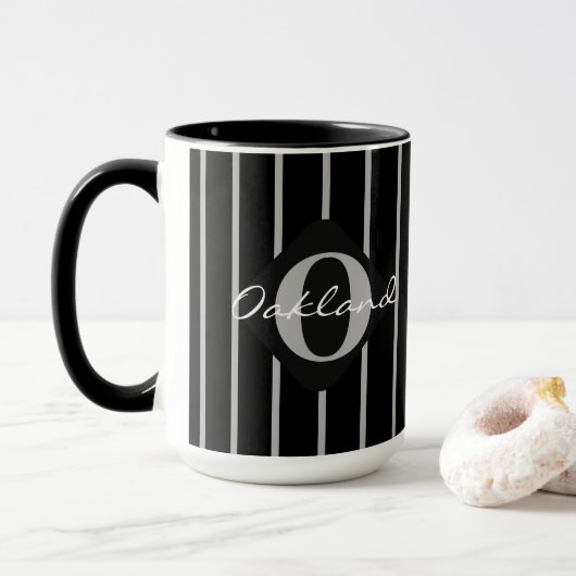 Mug Gris & Noir Gris Gris Café Mug-Oakland (Avec donut)