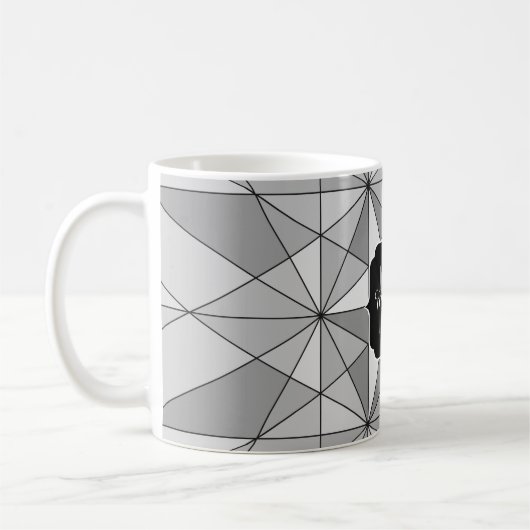 Mug Gris noir Mosaïque Triangle Motif Monogramme (Gauche)
