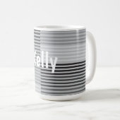 Mug Gris, Noir, Rayures Blanches (Devant droit)