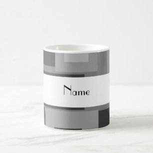 Mug Gris nom personnalisé rétros par carrés