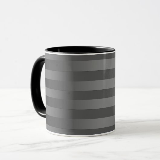 Mug Gris, rayé, dégradé, rayures grises, simple (Devant gauche)