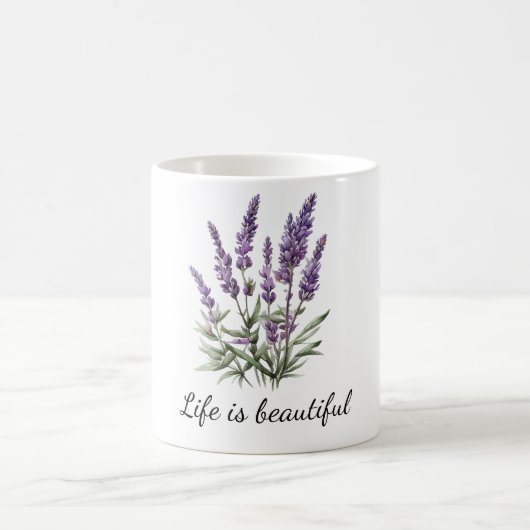 Mug Gris Romantique Fleur de Lavande Violet (Centre)