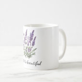 Mug Gris romantique floral lavande pourpre (Devant droit)