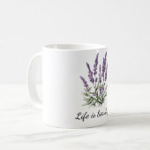 Mug Gris romantique floral lavande pourpre (Devant gauche)