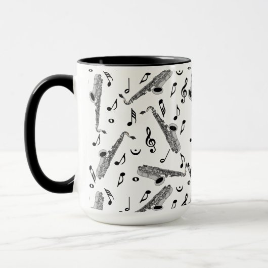 Mug Gris saxophone musique note Motif (Gauche)