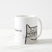 Mug Gris Tabby Chat avec lunettes Nom personnalisé Amo (Devant droit)