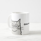 Mug Gris Tabby Chat avec lunettes Nom personnalisé Amo (Devant gauche)