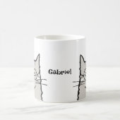 Mug Gris Tabby Chat avec lunettes Nom personnalisé Amo (Centre)