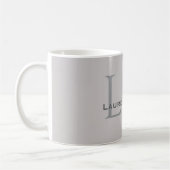 Mug Gris Taupe Moderne Style de Bureau Monogramme (Gauche)
