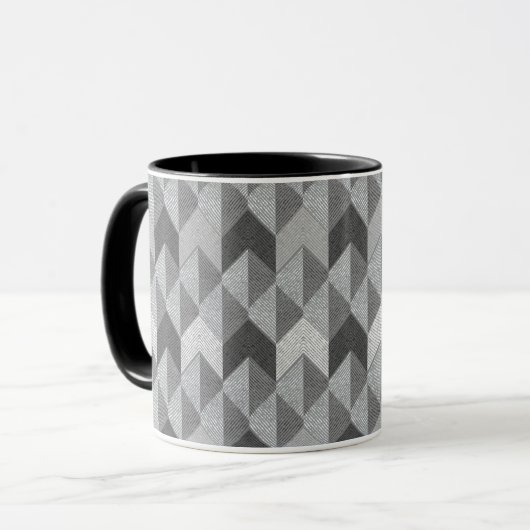 Mug Gris texturé géométrique. (Devant gauche)