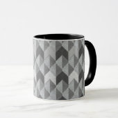 Mug Gris texturé géométrique. (Devant droit)