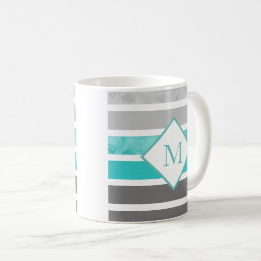 Mug Gris Turquoise Gris Blancs (Devant droit)