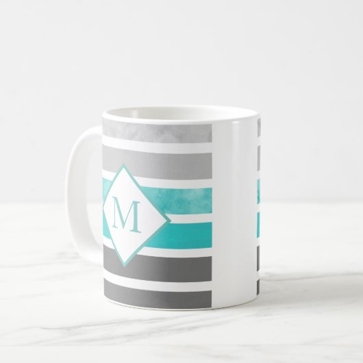 Mug Gris Turquoise Gris Blancs (Devant gauche)