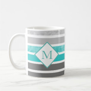 Mug Gris Turquoise Gris Blancs