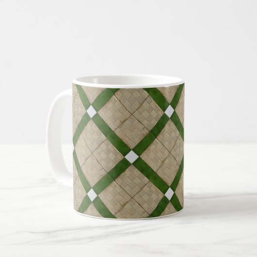 Mug Gris vert diagonal en céramique de tuiles en béton (Devant gauche)