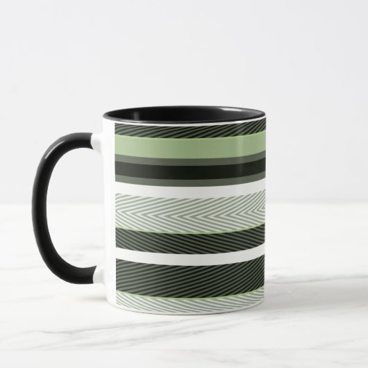 Mug Gris, vert, rayures blanches. (Gauche)