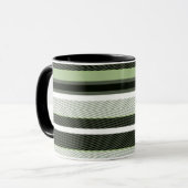 Mug Gris, vert, rayures blanches. (Devant gauche)