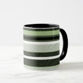 Mug Gris, vert, rayures blanches. (Devant droit)