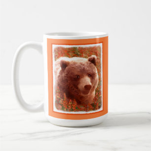 Mug Grizzly Bear Cub in Fireweed Painting Wildlife Art