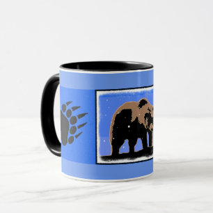 Mug Grizzly Bear en hiver - Art original de la faune