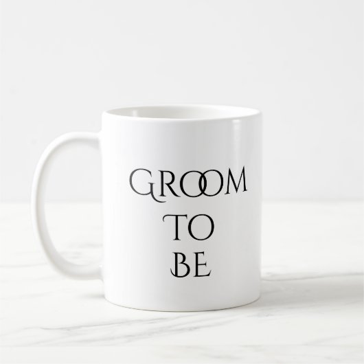 Mug Groom to Be White avec la typographie noire (Gauche)