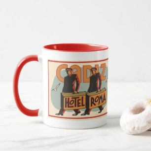 Mug Grooms d'hôtel de voyage vintage Hotel Roma, Cadiz