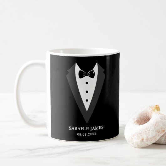 Mug Groomsman personnalisé noir (Avec donut)