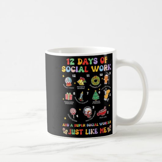 Mug Groovy 12 Days Of Social Work Christmas School Soc (Droite)