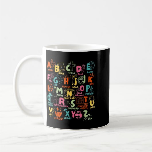 Mug Groovy Biblical Alphabet Christian Teacher Student (Gauche)