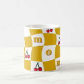Mug Groovy Cherry Checkerboard Kitchen Kitsch Mom (Centre)