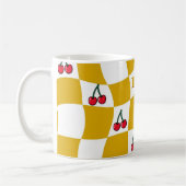 Mug Groovy Cherry Checkerboard Kitchen Kitsch Mom (Gauche)