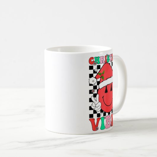 Mug Groovy Christmas Vibes Smile Face Santa Hat Xmas T (Devant droit)