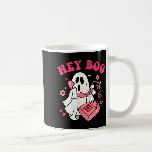 Mug Groovy Hey Boo Cute Ghost Funny Halloween Mens Wom (Droite)