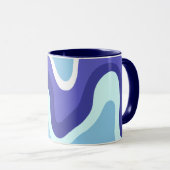 Mug Groovy Rétro Bleu et Violet Ondulé (Devant droit)